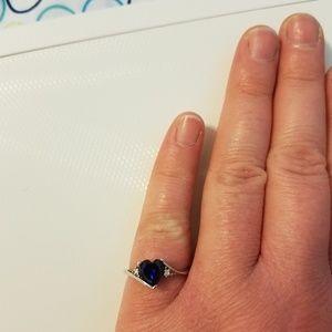 Sapphire and Diamond Heart Ring